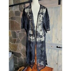 rue21 Rue 21 Nightgown Black Lace Open Front Gown Robe Size L